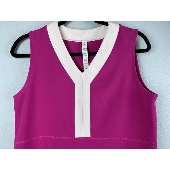 Wmns Lululemon Athletica Sz 12 Pink White Trim Stretchy Versatile Tank Top - Picture 2 of 9
